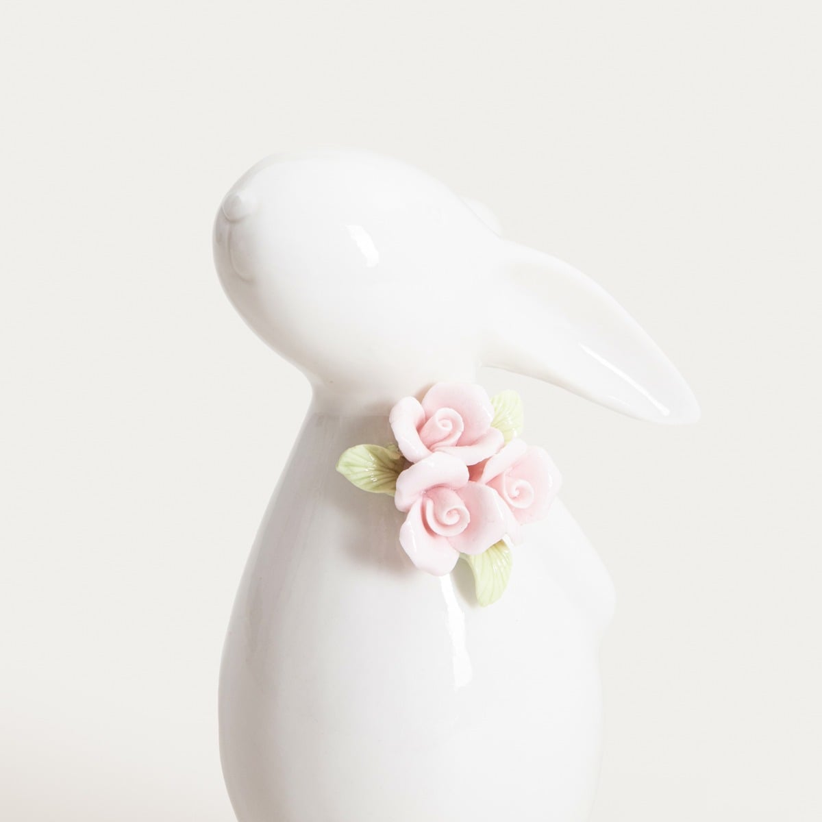 Figurka _ BULAQ _ zając ceramiczny z dekoracyjnymi kwiatami _ 9,8x7x18,6 cm _ 763984